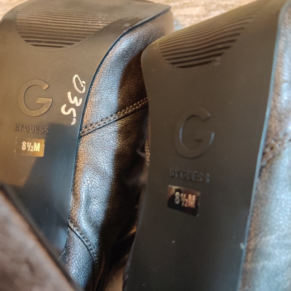 G By Guess Dark Silver Heeled Ankle Boots - Picture 9 of 12